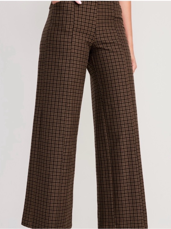 Old Navy Pants - Old Navy Gold Brown Houndstooth Pixie Wideleg